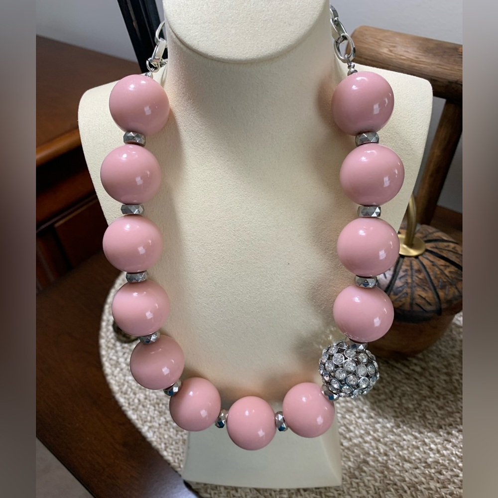 M Haskell Pink & Crystal Bead Necklace